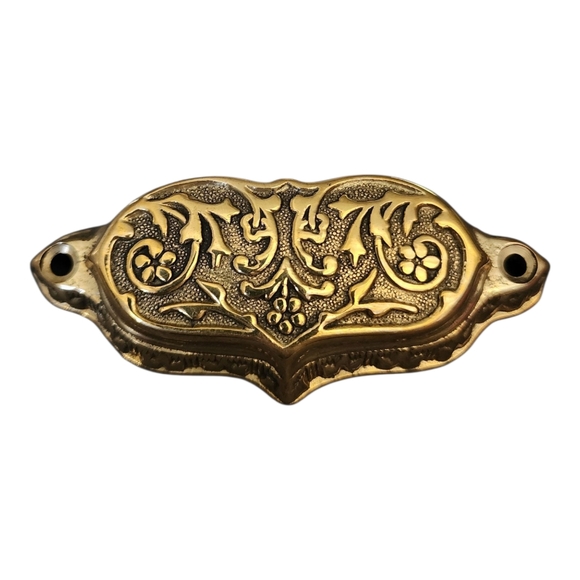 Antique or Vintage Reproduction Gold Brass Drawer Pulls - NIP Set Of 6 READ!